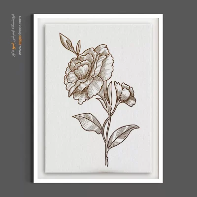 تابلو نقاشی ساده - زوج گل‌های خطی – تابلو گل - اسپو دکور