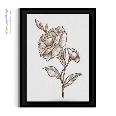 تابلو نقاشی ساده - زوج گل‌های خطی – تابلو گل - اسپو دکور