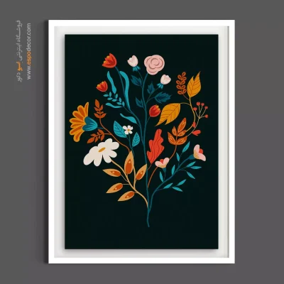 خرید تابلو گل رنگی - دسته گل فولکلور – تابلو گل - اسپو دکور