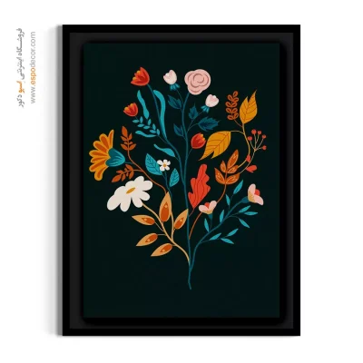 خرید تابلو گل رنگی - دسته گل فولکلور – تابلو گل - اسپو دکور