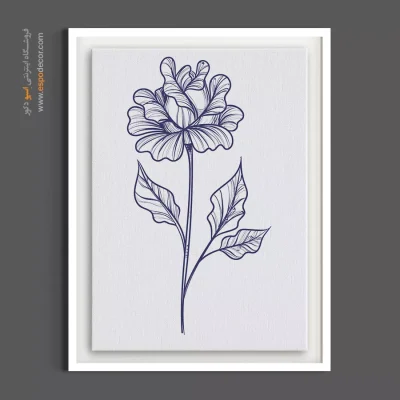 نقاشی خطی آبی - میخک جوهری – تابلو گل - اسپو دکور