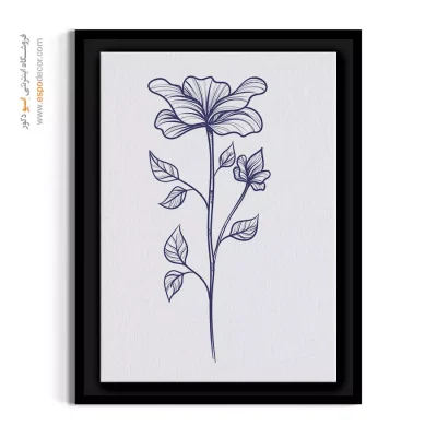 تابلو خطی - خیال آبی – تابلو گل - اسپو دکور