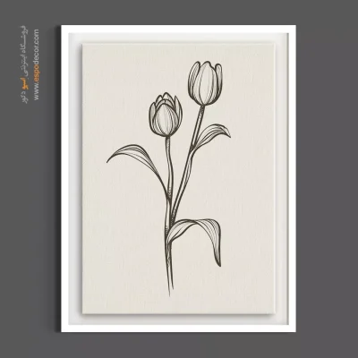 تابلو نقاشی لاله - لاله‌های دوقلو – تابلو گل - اسپو دکور