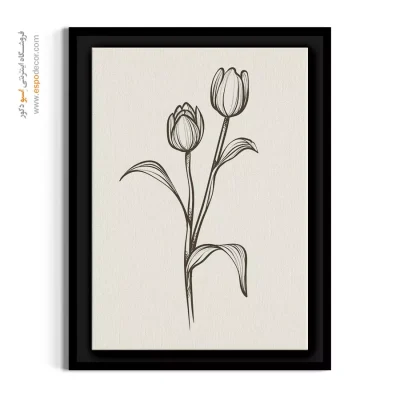تابلو نقاشی لاله - لاله‌های دوقلو – تابلو گل - اسپو دکور