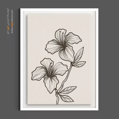تابلو نقاشی خطی - لیلیوم دوقلو – تابلو گل - اسپو دکور