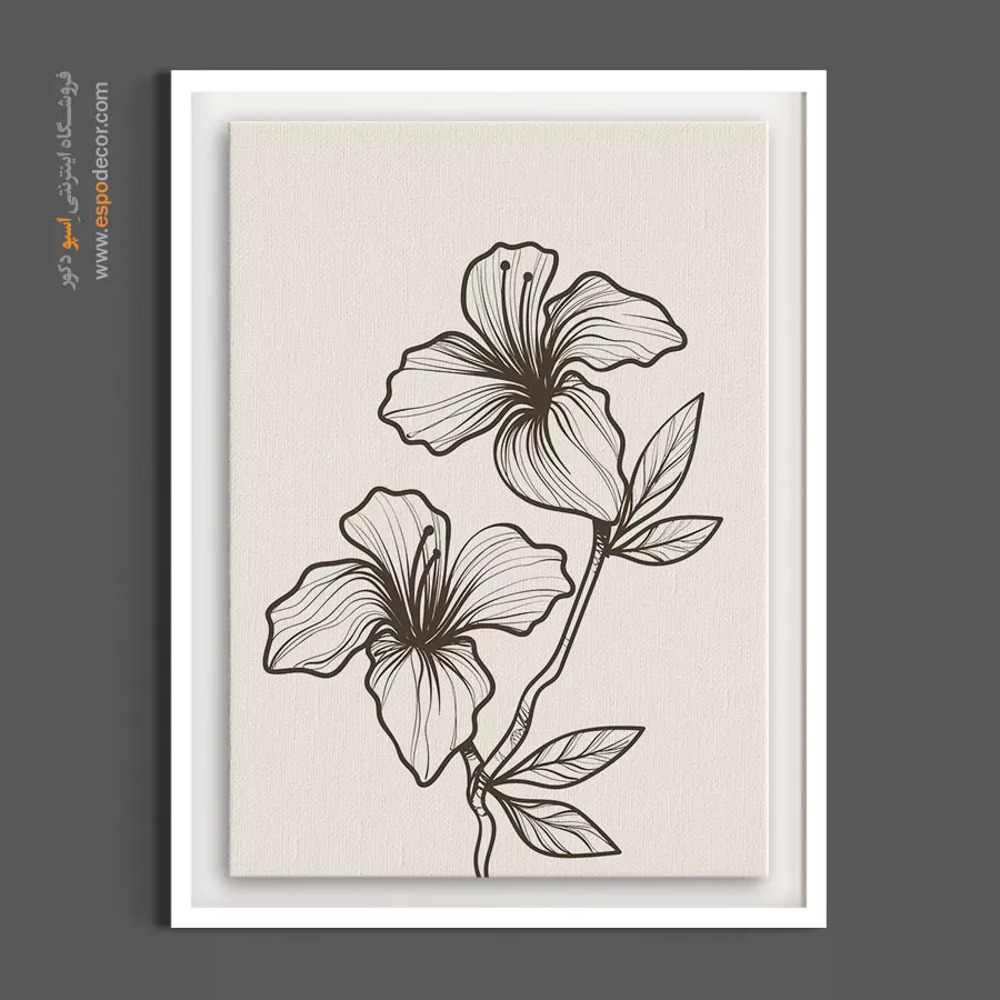 تابلو نقاشی خطی - لیلیوم دوقلو – تابلو گل - اسپو دکور