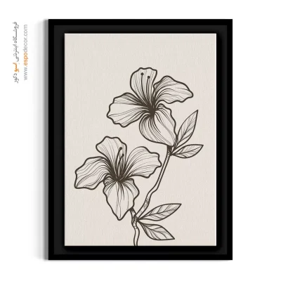 تابلو نقاشی خطی - لیلیوم دوقلو – تابلو گل - اسپو دکور