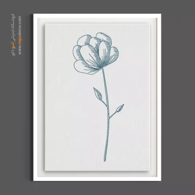 تابلو خطی گل رز - رز غنچه‌ای آبی – تابلو گل - اسپو دکور