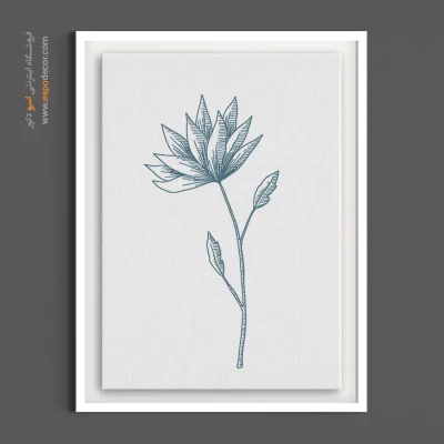 تابلو آبی و سفید - نیلوفر تیزبرگ – تابلو گل - اسپو دکور