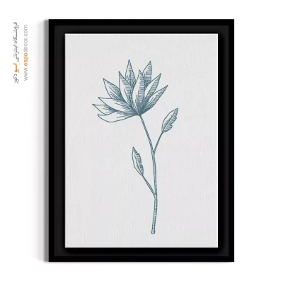 تابلو آبی و سفید - نیلوفر تیزبرگ – تابلو گل - اسپو دکور