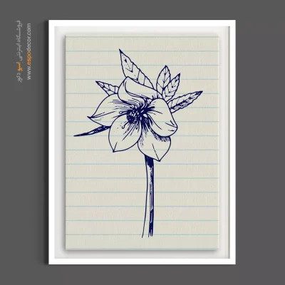 تابلو نقاشی خودکار - اسکیس گل یخ – تابلو گل - اسپو دکور