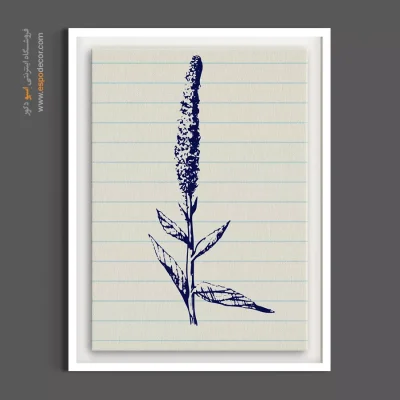 تابلو خطی آبی - اسطوخودوس جوهری – تابلو گل - اسپو دکور