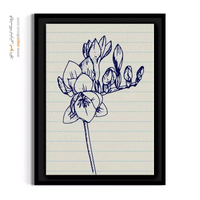 تابلو مینیمال آبی - فریزیا دفتری – تابلو گل - اسپو دکور