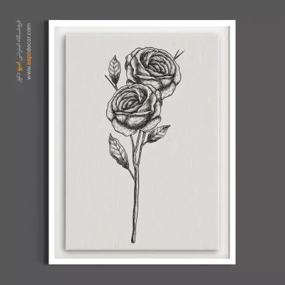 تابلو نقاشی عمودی - شاخه رز بلند – تابلو گل - اسپو دکور