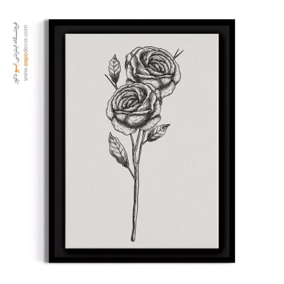 تابلو نقاشی عمودی - شاخه رز بلند – تابلو گل - اسپو دکور