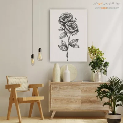 تابلو نقاشی رز - رز کلاسیک دوتایی – تابلو گل - اسپو دکور
