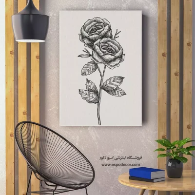 تابلو نقاشی رز - رز کلاسیک دوتایی – تابلو گل - اسپو دکور