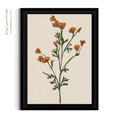 تابلو گل نارنجی - خشخاش نارنجی – تابلو گل - اسپو دکور