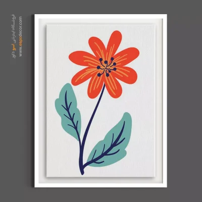 تابلو رنگی پذیرایی - شاخه گل نارنجی – تابلو گل - اسپو دکور
