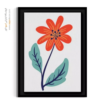 تابلو رنگی پذیرایی - شاخه گل نارنجی – تابلو گل - اسپو دکور