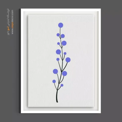 تابلو مینیمال اتاق خواب - گل توپی بنفش – تابلو گل - اسپو دکور