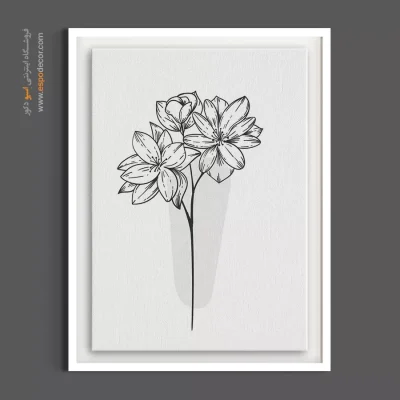 تابلو نقاشی خطی - نسترن خطی – تابلو گل - اسپو دکور