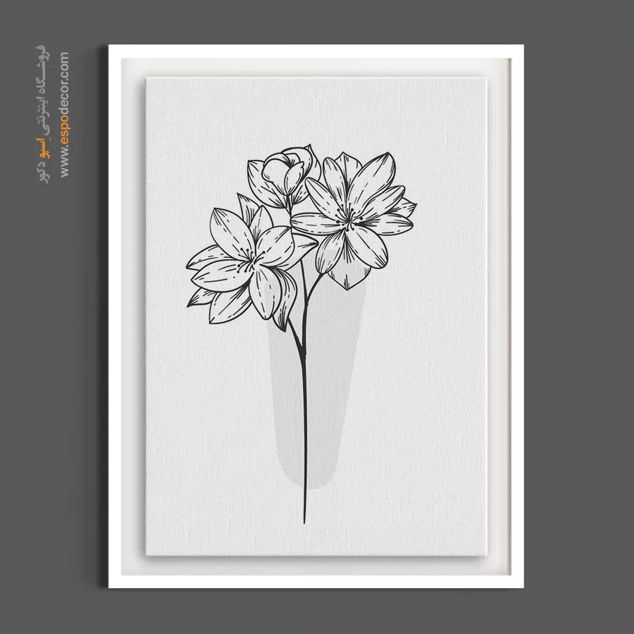 تابلو نقاشی خطی - نسترن خطی – تابلو گل - اسپو دکور