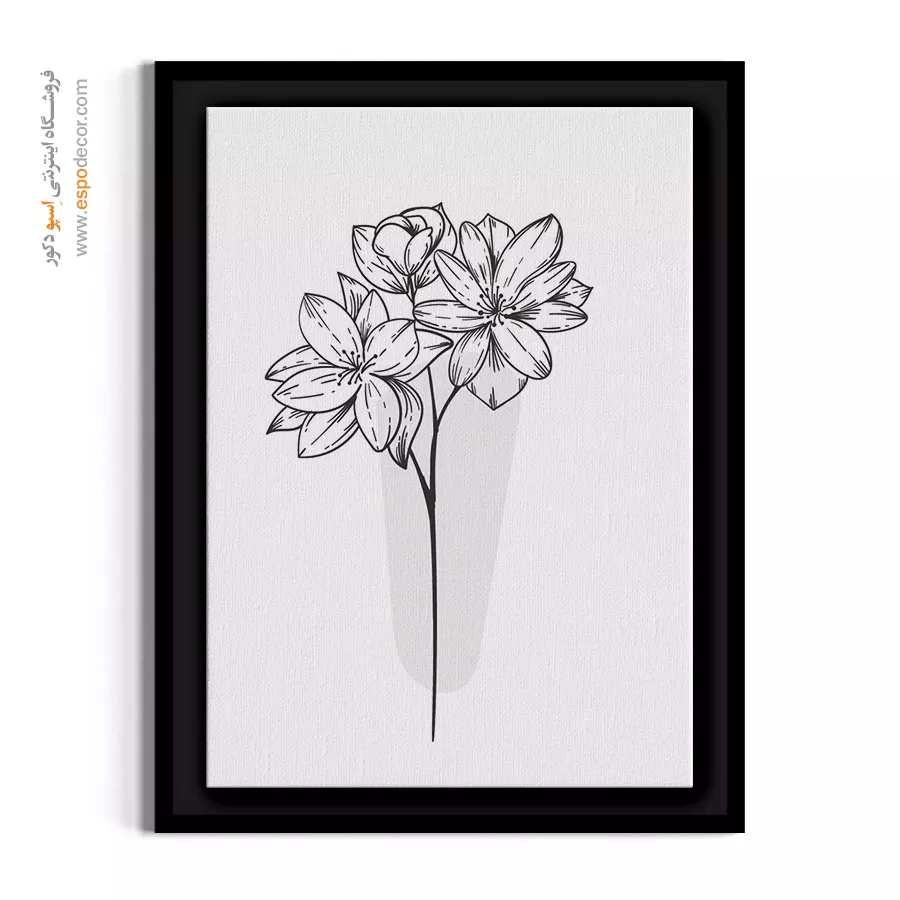 تابلو نقاشی خطی - نسترن خطی – تابلو گل - اسپو دکور