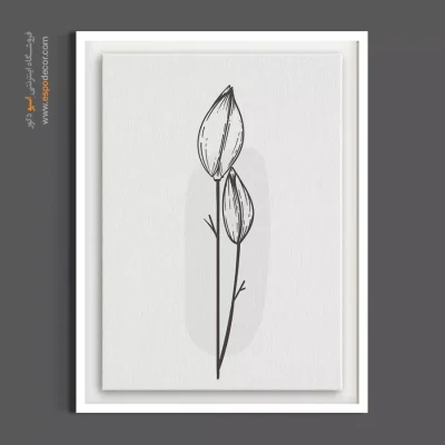 تابلو مینیمال بهاری - غنچه مگنولیا خطی – تابلو گل - اسپو دکور