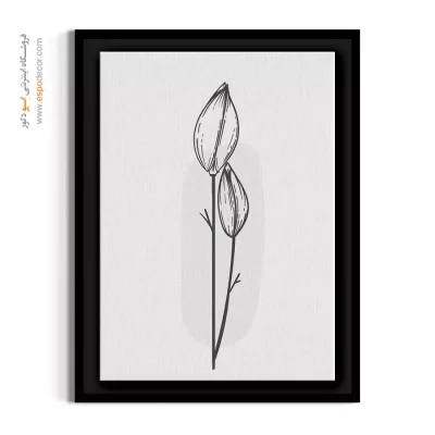 تابلو مینیمال بهاری - غنچه مگنولیا خطی – تابلو گل - اسپو دکور