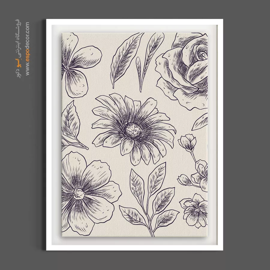 نقاشی خطی گلها - طرحواره گلها – تابلو گل - اسپو دکور