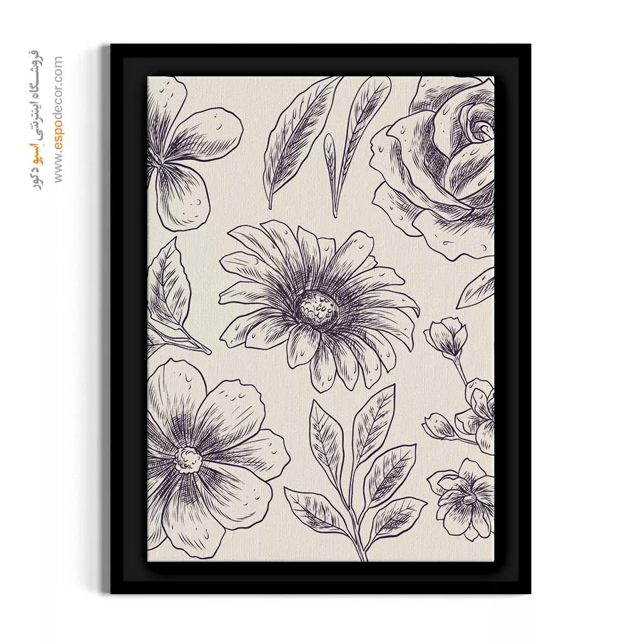 نقاشی خطی گلها - طرحواره گلها – تابلو گل - اسپو دکور