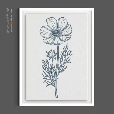 تابلو مینیمال خطی آبی - کوکب (کازموس) خطی – تابلو گل - اسپو دکور