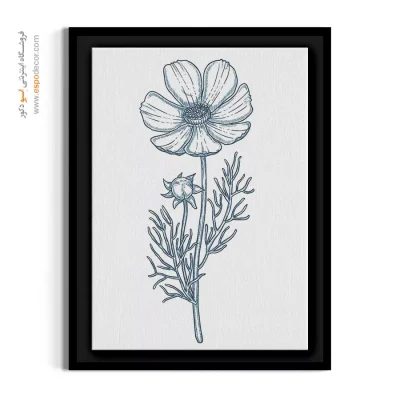 تابلو مینیمال خطی آبی - کوکب (کازموس) خطی – تابلو گل - اسپو دکور