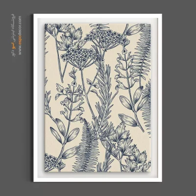 خرید تابلو الگوی گیاهان دارویی - شاخ و برگ‌ها – تابلو گل - اسپو دکور