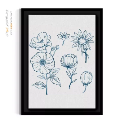 خرید تابلو ست گلهای خطی - مجموعه گلهای خطی – تابلو گل - اسپو دکور