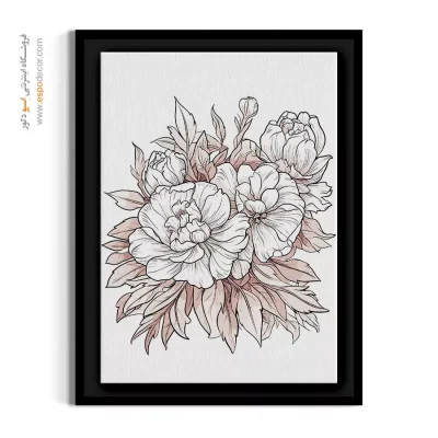 تابلو خطی مدرن - گل‌های صدتومانی – تابلو گل - اسپو دکور