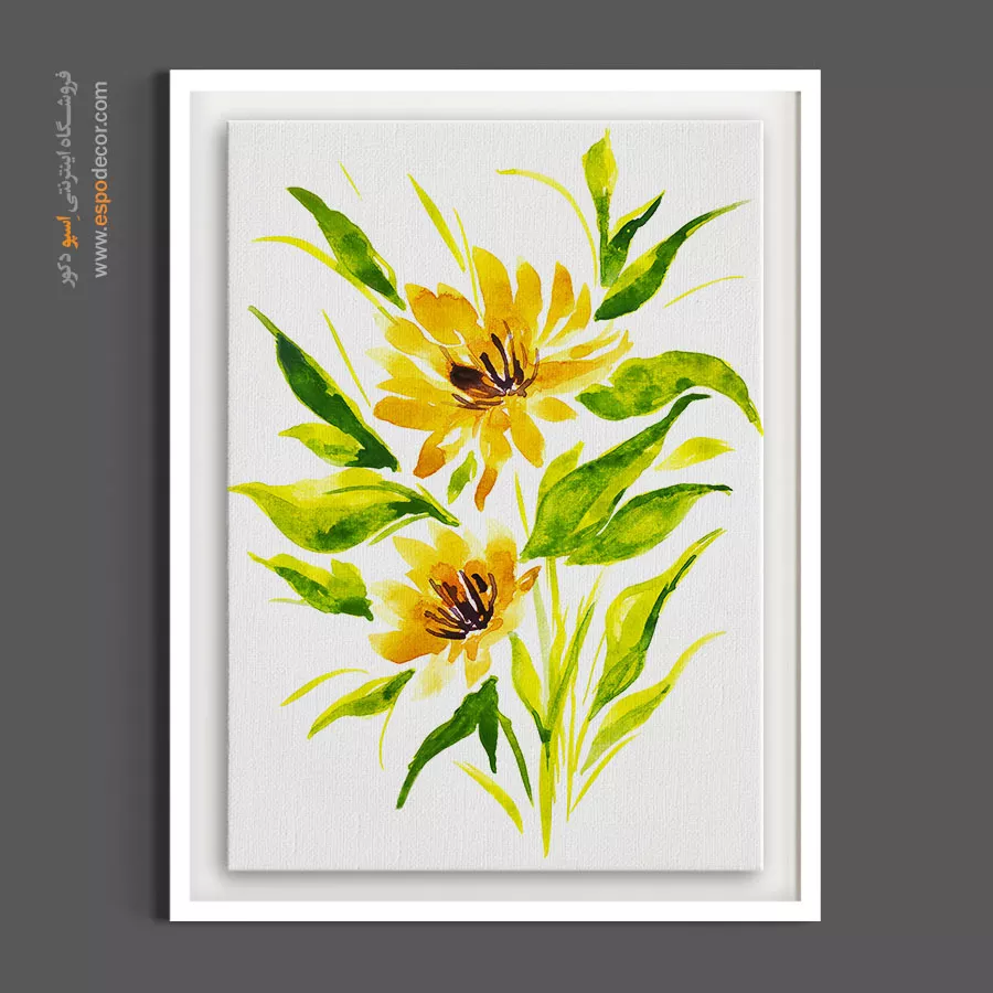 خرید تابلو دکوراتیو آبرنگ - گلهای لیمویی – تابلو گل - اسپو دکور
