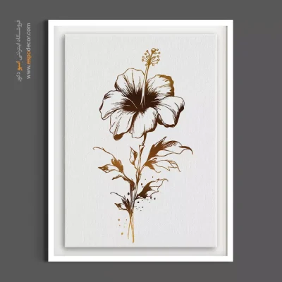 تابلو طراحی خطی گل - هیبیسکوس – تابلو گل - اسپو دکور