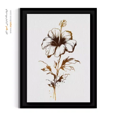 تابلو طراحی خطی گل - هیبیسکوس – تابلو گل - اسپو دکور
