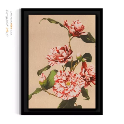 تابلو اتاق خواب - کاملیا راه‌راه – تابلو گل - اسپو دکور