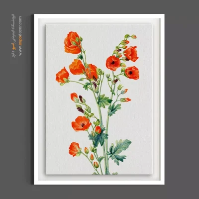 تابلو سبک مدیترانه ای - گل ختمی شاداب – تابلو گل - اسپو دکور