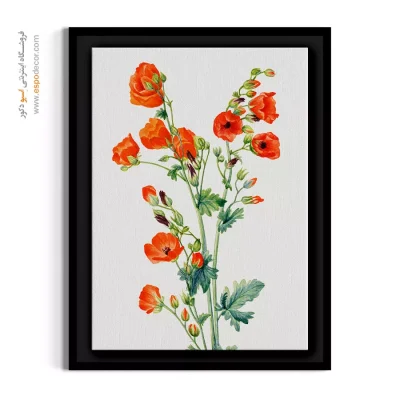 تابلو سبک مدیترانه ای - گل ختمی شاداب – تابلو گل - اسپو دکور