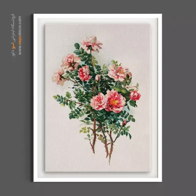 گل صورتی وینتیج - بوته رزهای وحشی صورتی – تابلو گل - اسپو دکور