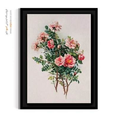 گل صورتی وینتیج - بوته رزهای وحشی صورتی – تابلو گل - اسپو دکور