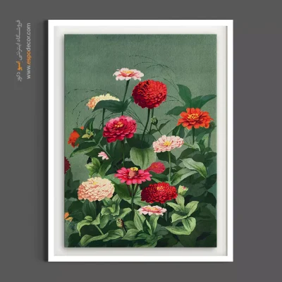 تابلو تم تابستانی - باغچه گلهای آهار رنگارنگ – تابلو گل - اسپو دکور