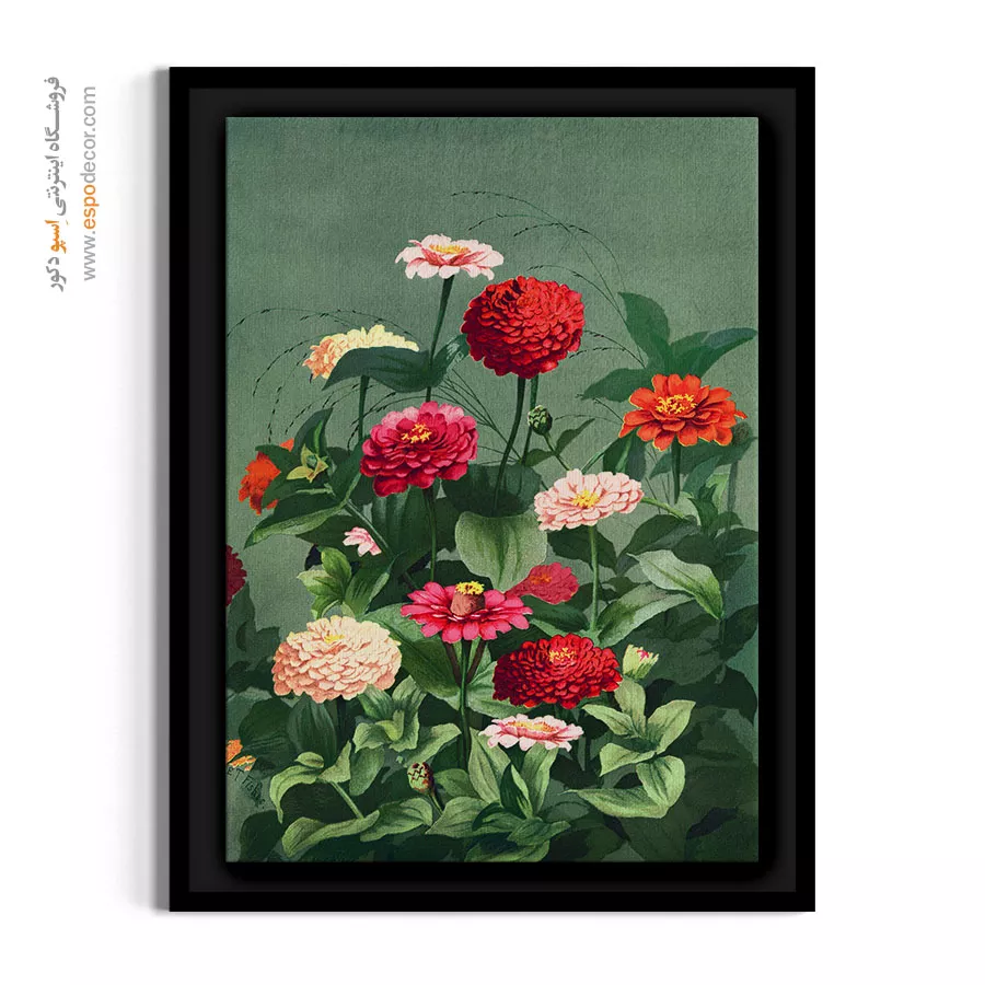 تابلو تم تابستانی - باغچه گلهای آهار رنگارنگ – تابلو گل - اسپو دکور