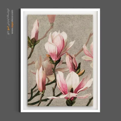 خرید تابلو برای بالای تخت - شکوفههای مگنولیا صورتی – تابلو گل - اسپو دکور
