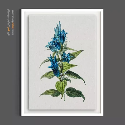 تابلو رنگ سرد - شاخه گل جنتیان آبی – تابلو گل - اسپو دکور