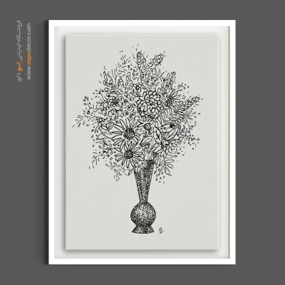 خرید تابلو طراحی خطی - گلدان گل از لئو گشتل – تابلو گل - اسپو دکور